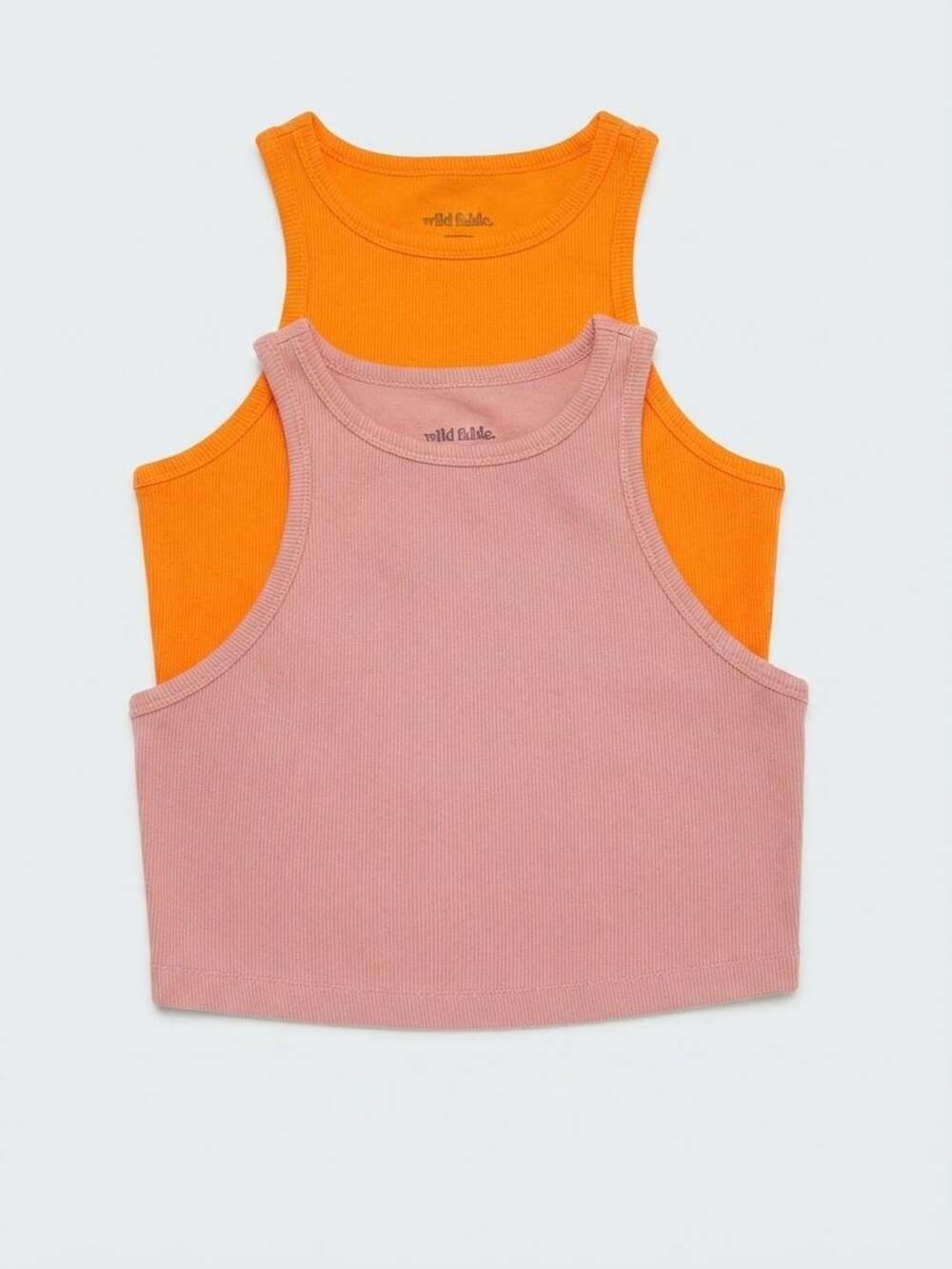 Wild Fable Ribbed Crop Tank Top Set of 2 Pink and Orange